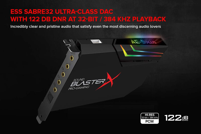 CREATIVE Sound BlasterX AE-5 Plus SABRE32 Hochauflösende PCI-e-Gaming-Soundkarte und DAC mit 32-Bit
