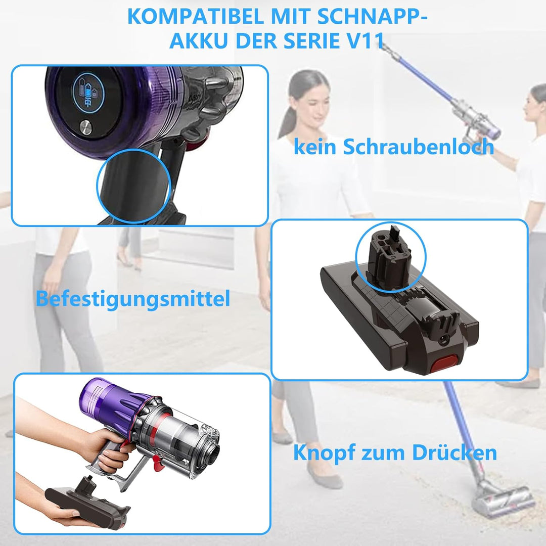 V11 Akku kompatibel mit Dyson SV15/SV16/V11 Outsize, Torque Dribe, Animal Cordless Stick/ V11 Absolu