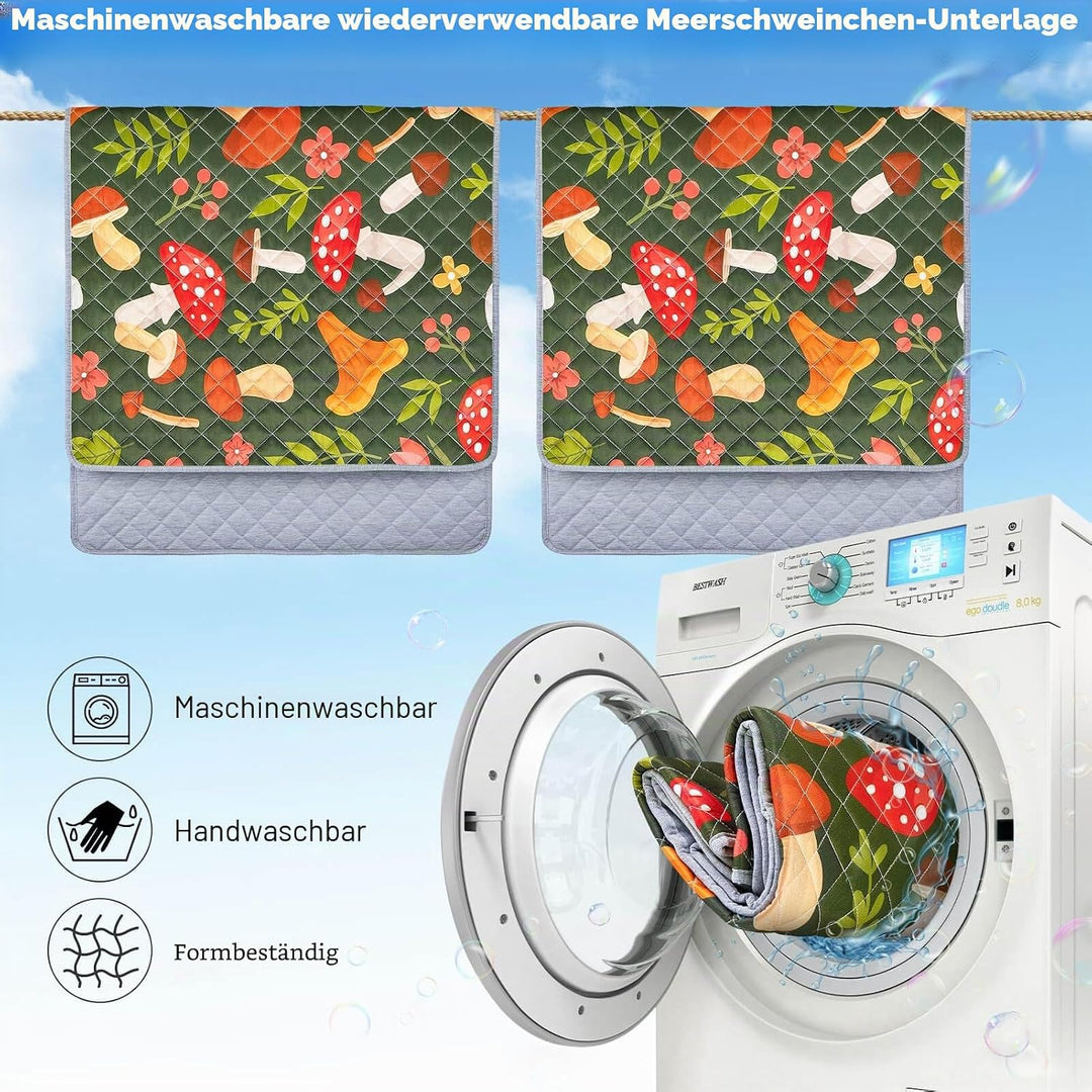 2 Pack Wiederverwendbare Unterlage für Meerschweinchen,Waschbar,Kleintier Matten für Kaninchen,Hamst