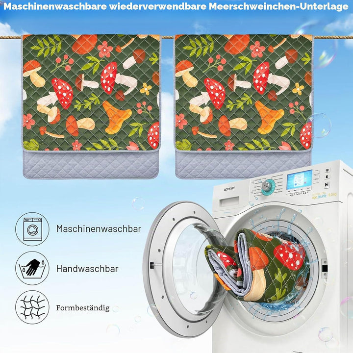 2 Pack Wiederverwendbare Unterlage für Meerschweinchen,Waschbar,Kleintier Matten für Kaninchen,Hamst