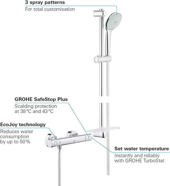 GROHE Grohtherm 1000 Cosmopolitan Thermostat-Brauseset (DN 15) chrom, 34286002