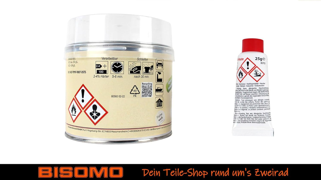 2K Polyester Feinspachtel, 2-Komponenten Spachtel, Füller 250g - 1000g, ergibt sehr glatte Oberfläch