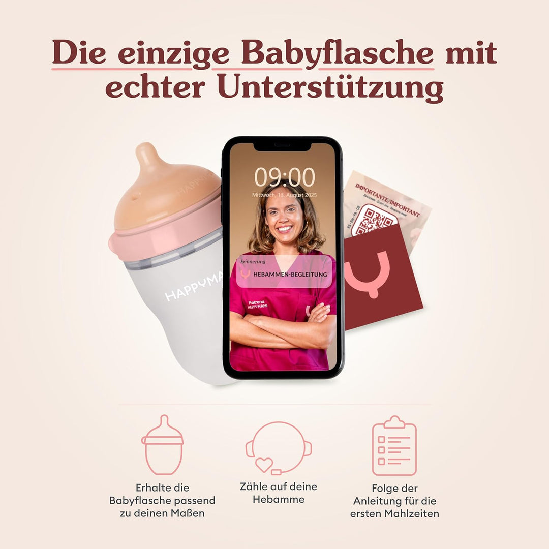Set aus personalisierbarer Babyflasche in Brustform + Milchpulver-Portionierer, Fütterungsset für de