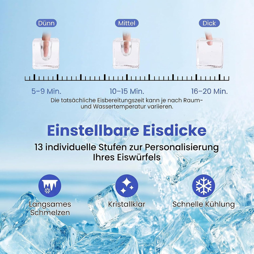 COSTWAY 1,5L Eiswürfelmaschine, Ice Maker 15kg in 24H | Eismaschine 16 Eiswürfel in 13min, Eiswürfel