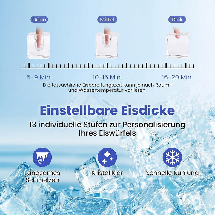 COSTWAY 1,5L Eiswürfelmaschine, Ice Maker 15kg in 24H | Eismaschine 16 Eiswürfel in 13min, Eiswürfel