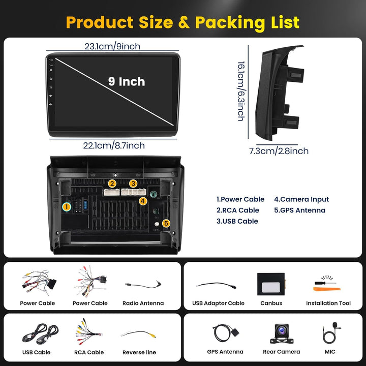 Hikity 2G+64G Autoradio Android 15 für FIAT Ducato 2010/Citroen Jumper/Peugeot Boxer mit 9-Zoll-Touc