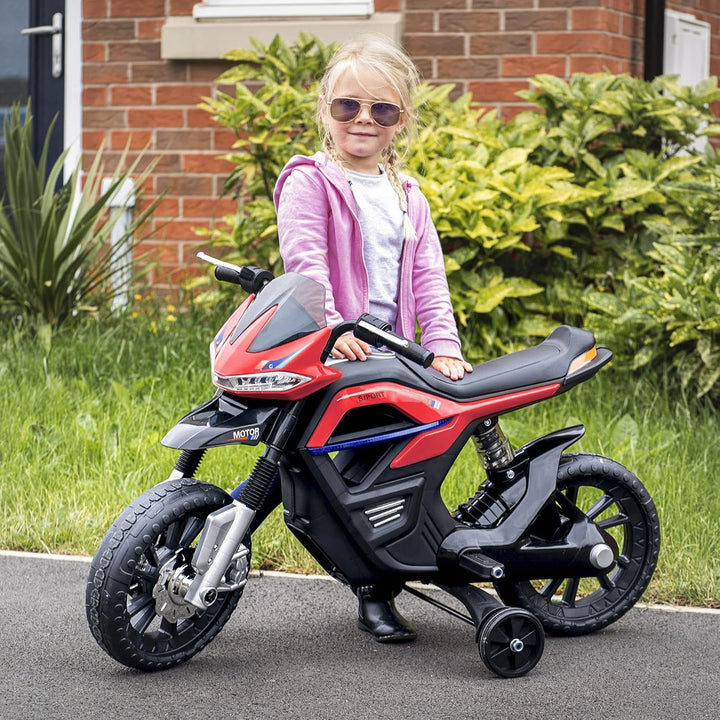HOMCOM Kindermotorrad Kinder-Elektromotorrad Elektro-Motorrad für Kinder 3-6 Jahren Licht Musik MP3