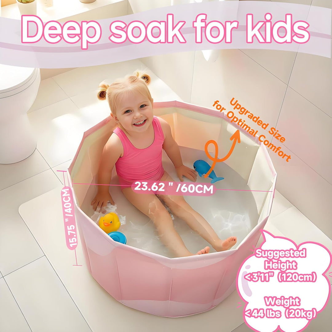 WAVYEASE Upgraded tragbare Badewanne für Kleinkinder – Faltbare Tiefenbadewanne für Kinder, Aufbau i