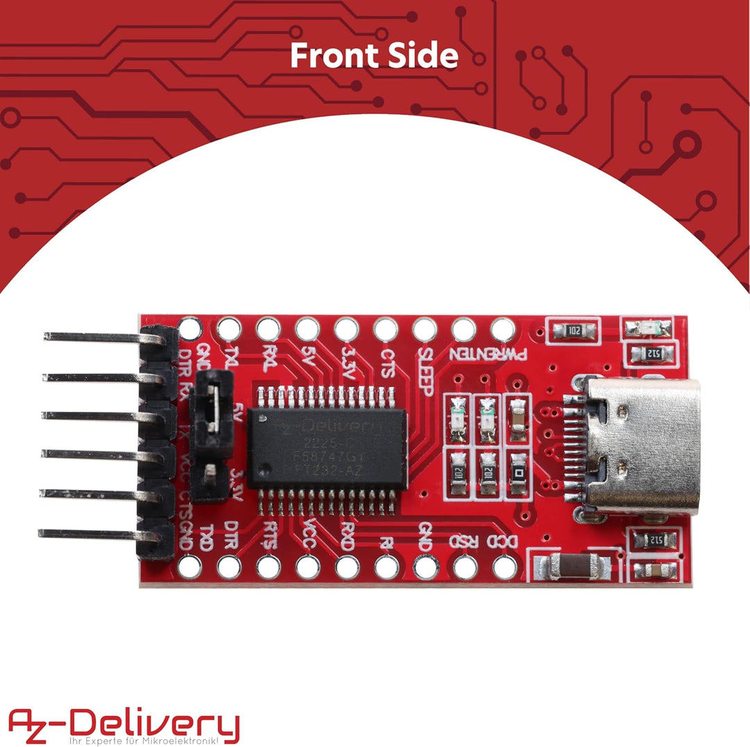 AZDelivery 5X USB-C zu TTL Serial Adapter für 3,3V und 5V kompatibel mit FT232RL kompatibel mit Ardu