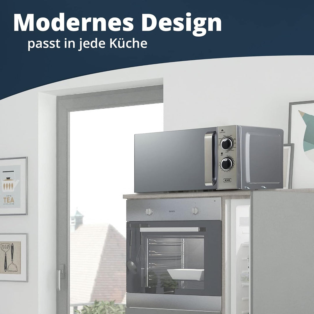 KHG Mikrowelle MW-20.1GSS mit Grill 20 L aus Metall in silber, 5 Leistungsstufen und 3 Kombinationss