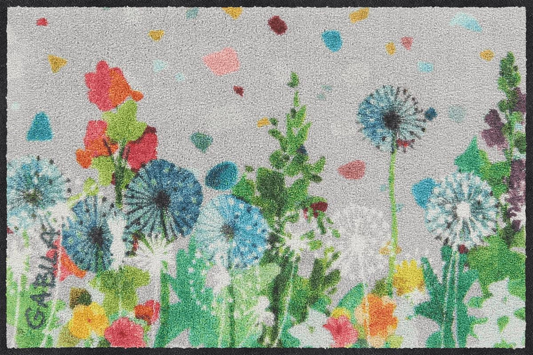 Salonloewe Fussmatte Bee happy Portrait 050x077 bunt Eingangsmatte Frühling Blumen