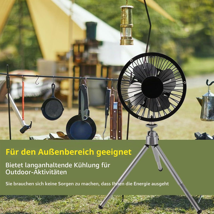 Zunate Solarbetriebener Ventilator, 20 W Campingventilator mit Solarpanel, 13 cm Solarpanel betriebe
