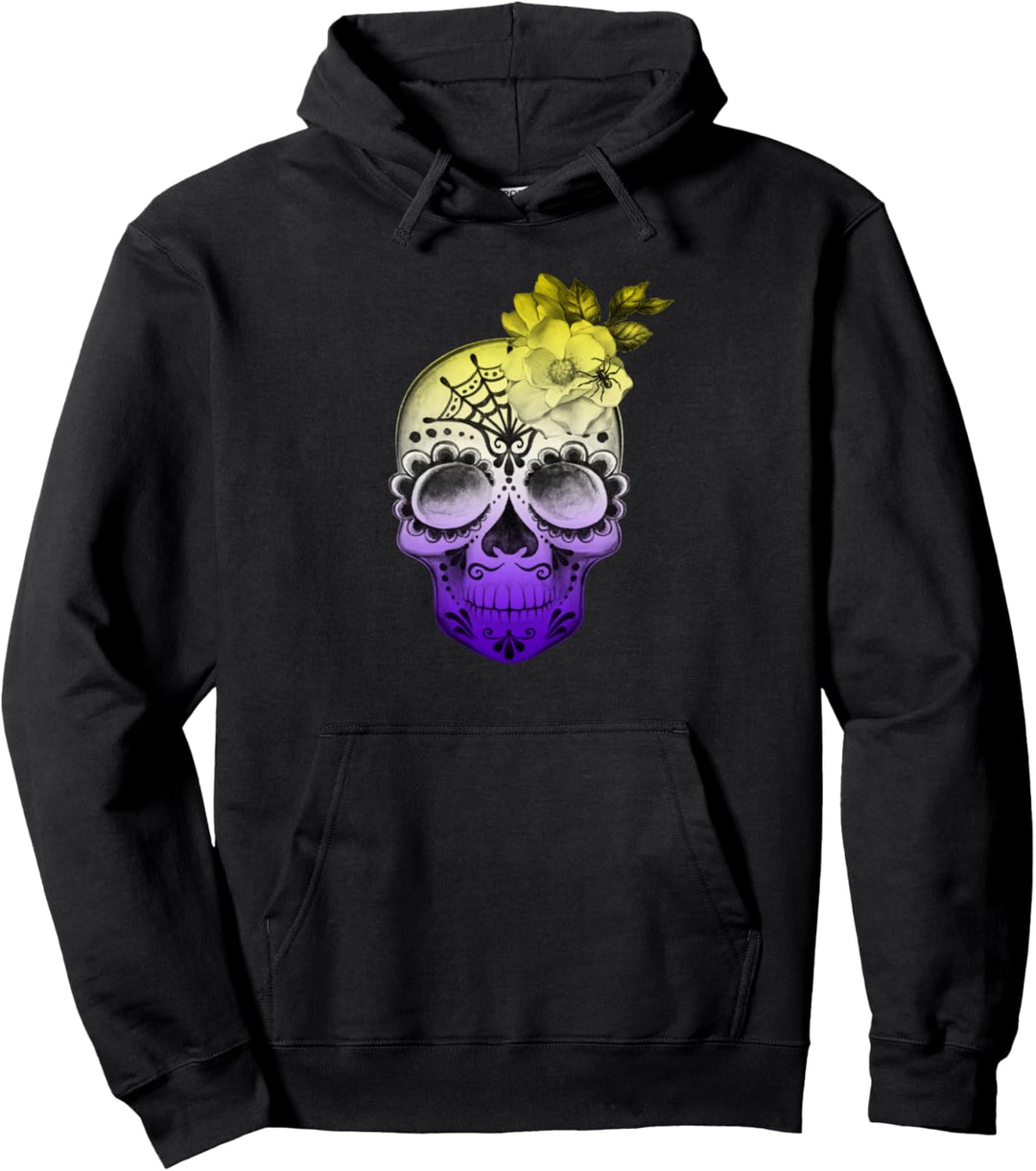 Nonbinärer Zuckerschädel Halloween Dia De Los Muertos Pullover Hoodie