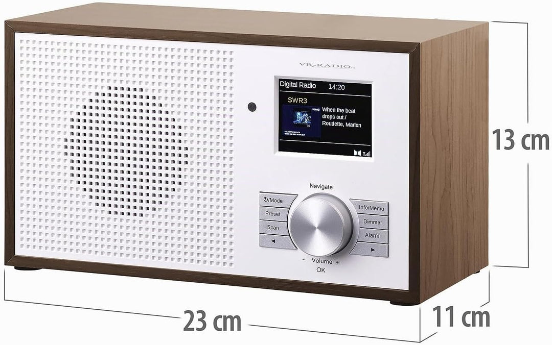 VR-Radio Digitalradio: Digitales DAB+-Radio, 2,4"/6,1-cm-Farbdisplay, Bluetooth, Holzgehäuse (Radiow