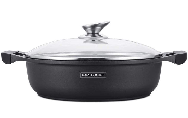 Royalty Line - RL-BR32M - Kochtopf Niedrig mit Glasdeckel, Antihaftbeschichteter, Induktionsgeeignet