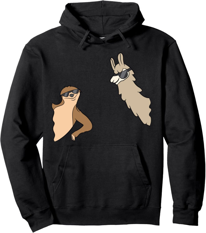 Niedliches Faultier und Lama mit Sonnenbrille. Pullover Hoodie