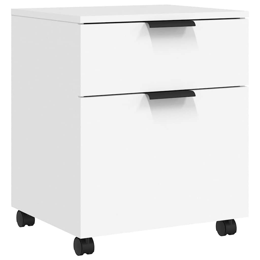 vidaXL Mobiler Aktenschrank mit Rollen Weiss 45x38x54 cm Holzwerkstoff, Schreibtischschrank, Schreib