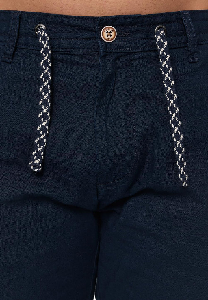 Indicode Herren Venedig Stoffhose aus Leinen & Baumwolle | Leinenhose Freizeithose Männer M Navy, M