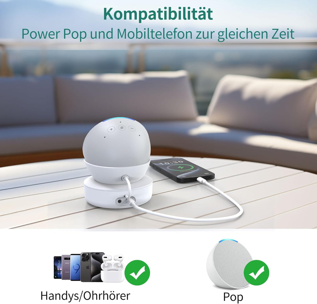 Akku für Ech0 Pop - Tragbare Batterie Akkustation Batteriesockel Ladestation für Cellphone (Ohne Pop