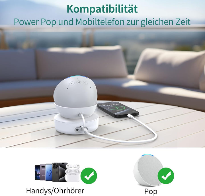 Akku für Ech0 Pop - Tragbare Batterie Akkustation Batteriesockel Ladestation für Cellphone (Ohne Pop