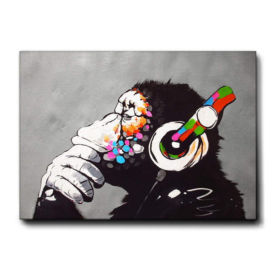 Giallobus - Gemälde - Banksy - DJ Affe - Bereit zum Aufhängen - Moderne Gemälde für zu Hause (Premiu