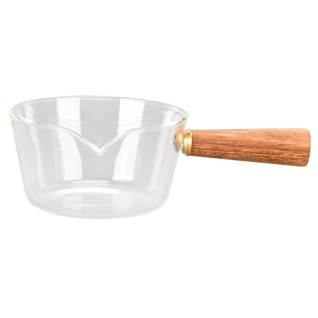 Glastopf mit Holzgriff V-förmiger Ausguss für die Küche zu Hause(400ml)