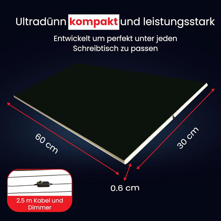 Infrarot Tischheizung 150W Selbstklebend – Carbon Infrarot Schreibtischheizung mit Faserplatte und G