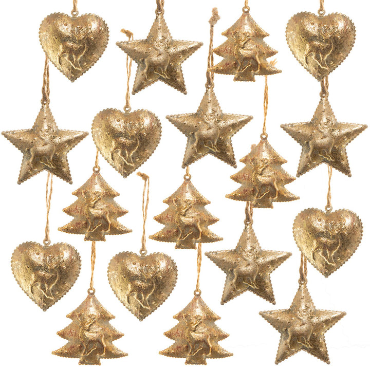 Logbuch-Verlag 18 goldene Weihnachten Anhänger aus Metall 5 cm Goldfarbene Christbaumanhänger Baumbe