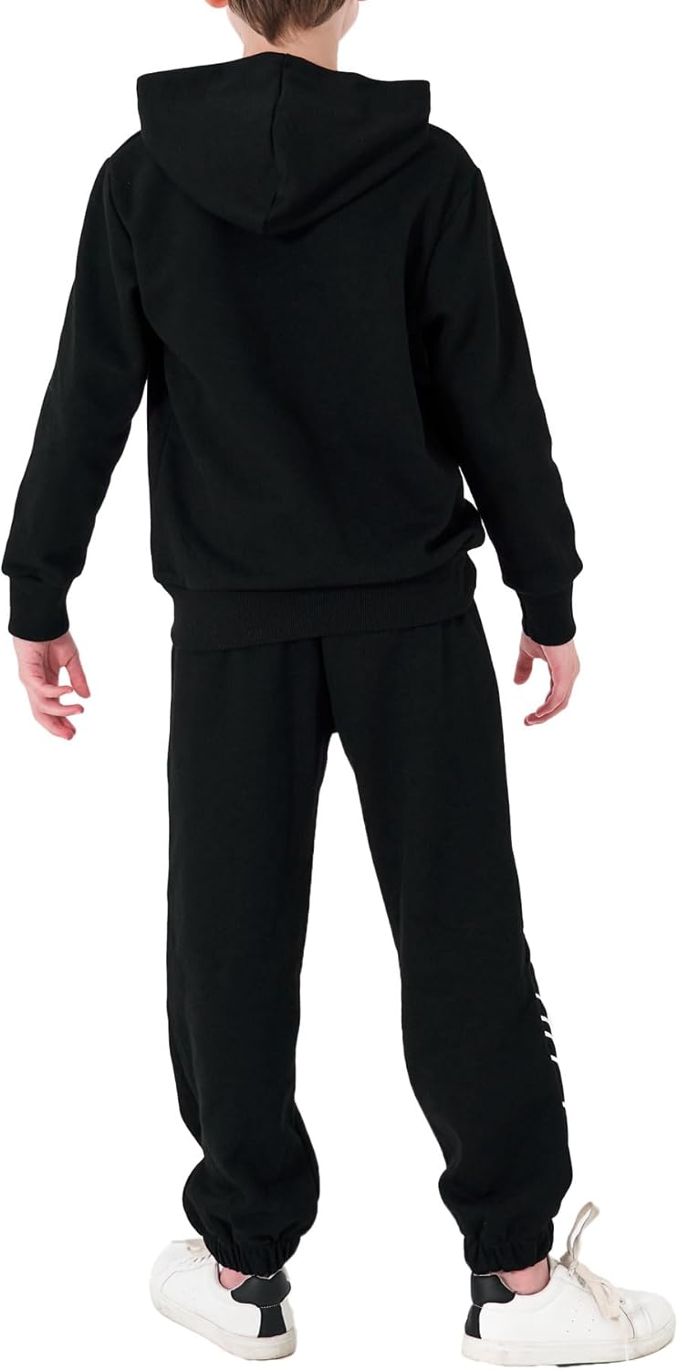 NATUST Kinder Trainingsanzug Jungen Mädchen Sportanzug Einfarbig Sweat Jogginganzug 120 Schwarz, 120