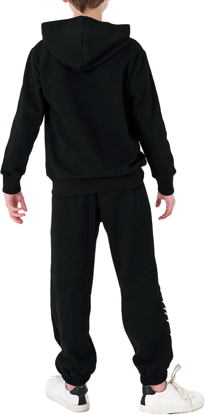 NATUST Kinder Trainingsanzug Jungen Mädchen Sportanzug Einfarbig Sweat Jogginganzug 120 Schwarz, 120
