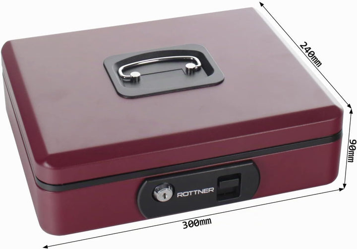 Rottner Geldkassette Pro Box Two Berry, Zylinderschloss mit 2 Schlüssel, (BxHxT) 30 x 9 x 24 cm, mit