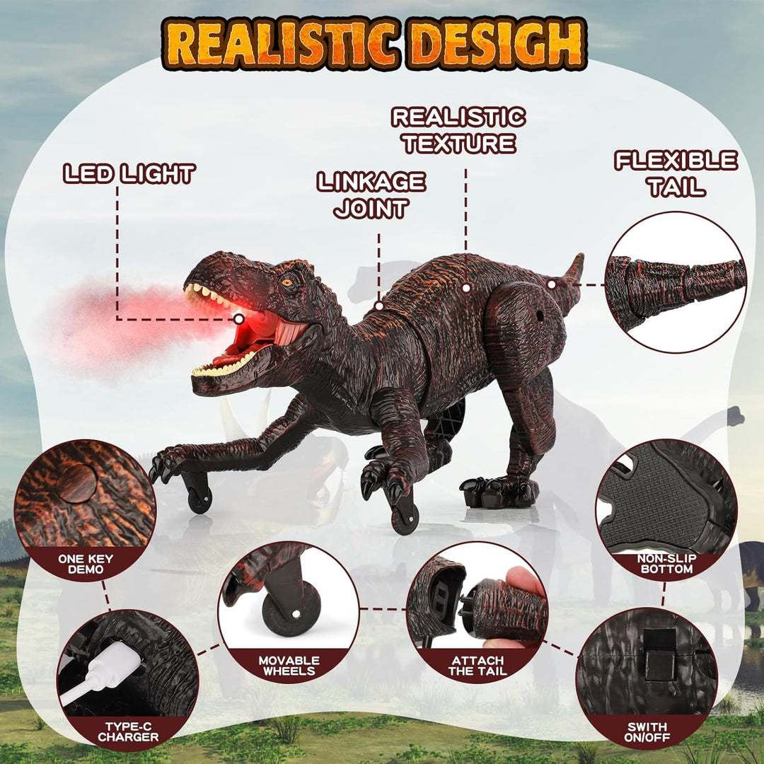 Dinosaurier-Spielzeug, ferngesteuert, Kinder, 2,4 GHz, RC Dino Roboter mit Sprühfunktion, Sound und