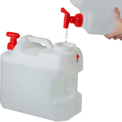 Relaxdays Wasserkanister mit Hahn, Schraubdeckel, Trinkwasserkanister Camping, 18 l, BPA-frei, Kunst