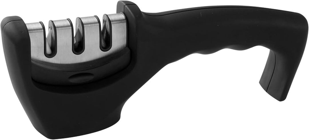 Nirosta Messerschärfer, 3 Stufen, ABS, Elastomer, Edelstahl, Schwarz und Edelstahl, 1 Stück