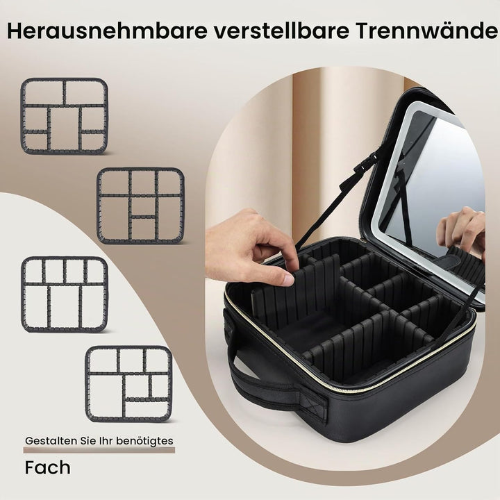 Kosmetikkoffer mit Beleuchtetem Spiegel Schminktasche Make up Tasche Make up Koffer Reise Kosmetikta