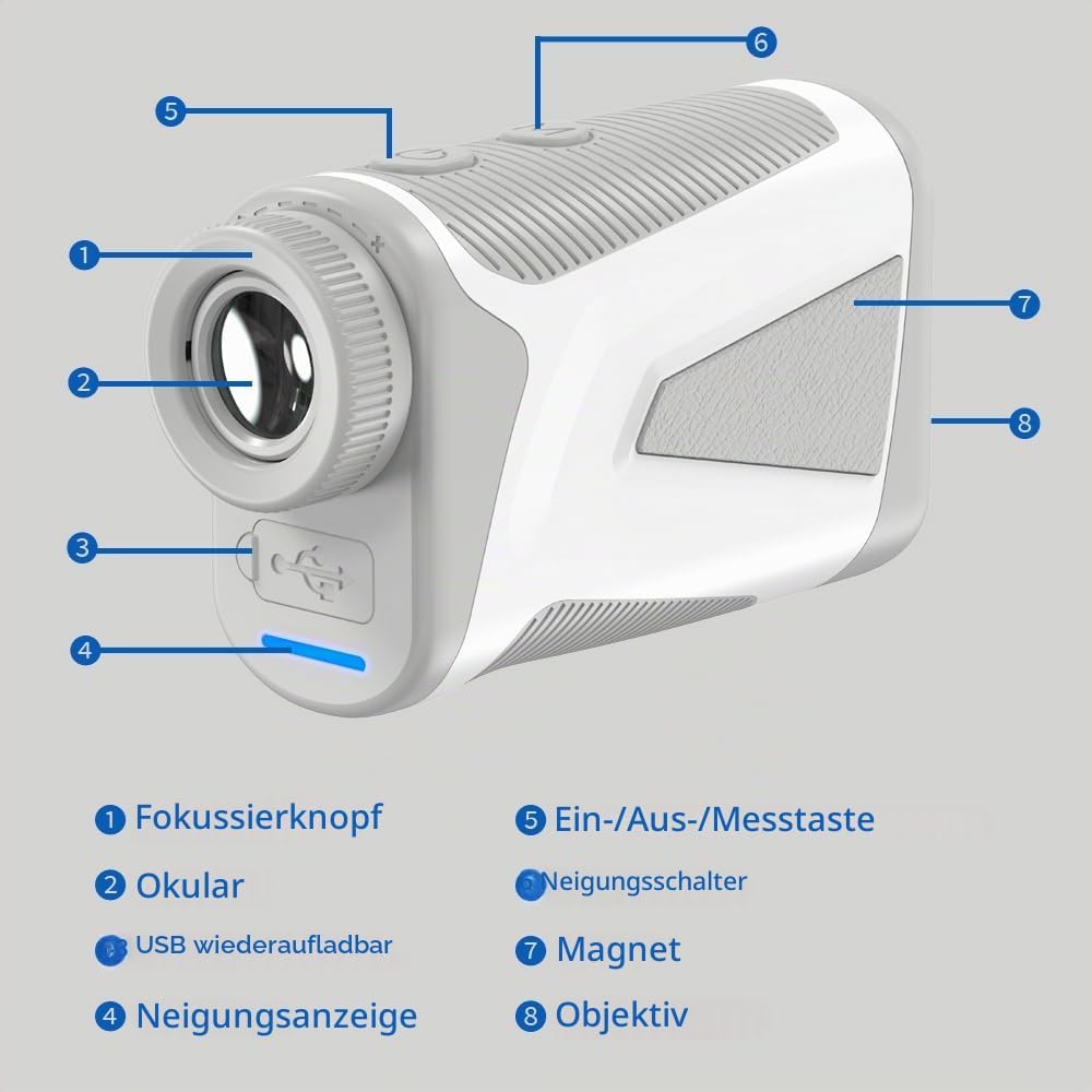 REVASRI Laser-Golf-Entfernungsmesser, 1000 Yards, 6-fache Vergrösserung, Neigungsausgleich, Flaggenv