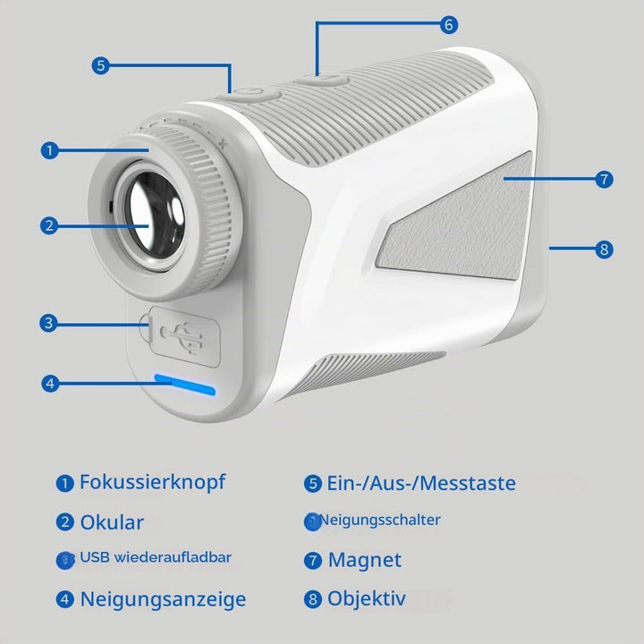 REVASRI Laser-Golf-Entfernungsmesser, 1000 Yards, 6-fache Vergrösserung, Neigungsausgleich, Flaggenv
