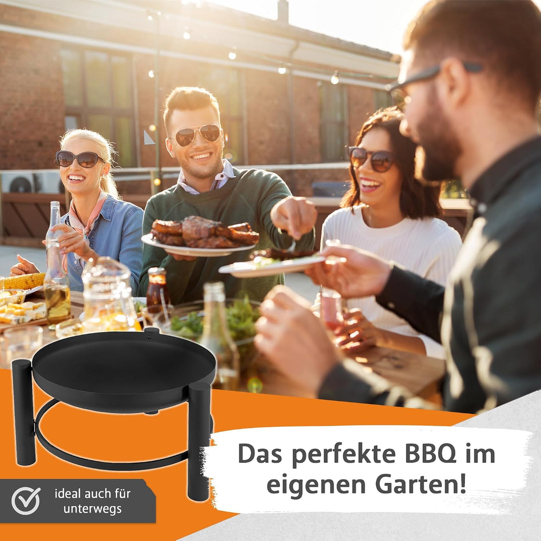 NATIV Lemodo Feuerschale mit Grillrost - Dreibein-Schwenkgrill - Dreifuss-Grill mit Kurbel zur Höhen