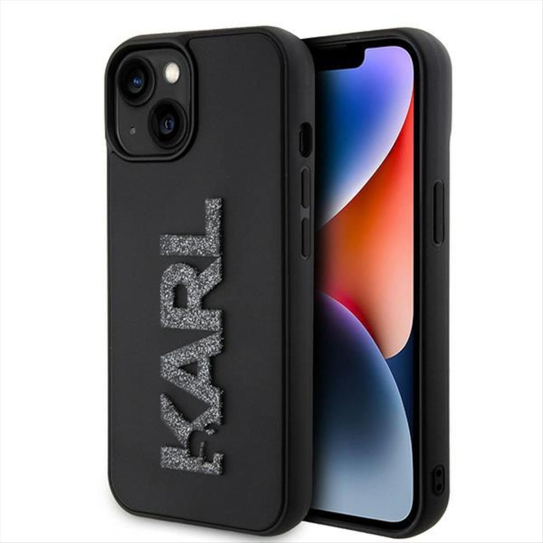 Karl Lagerfeld KLHCP15S3DMBKCK Hülle für iPhone 15 6.1" Schwarz hardcase 3D Rubber Glitter Logo