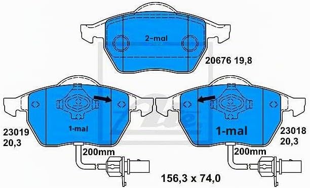 ATE Bremsenset Vorderachse inkl. Bremsscheiben vorne Ø 288 mm und Bremsbeläge vorne + Verschleisskon