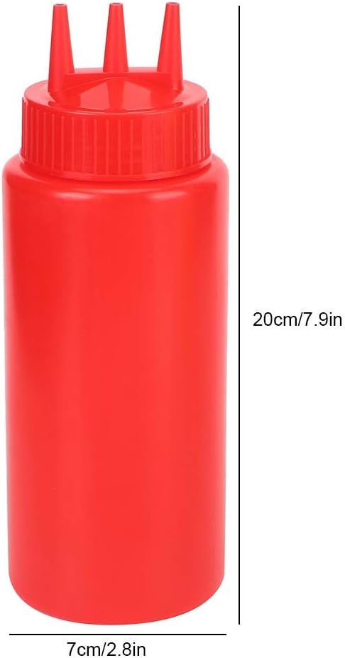 6 Stück Squeeze-Flasche, 3-Loch-Plastik-Squeeze-Gewürzflasche mit Deckel für Salatdressing, Saucen,