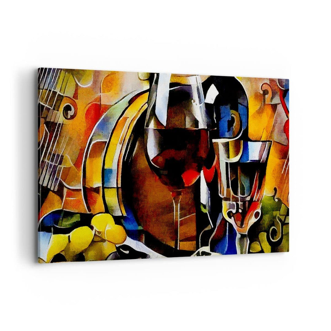 Bilder auf Leinwand 100x70cm Leinwandbild mit Rahmen Wein Abstraktion Gross Wanddeko Bild Schlafzimm