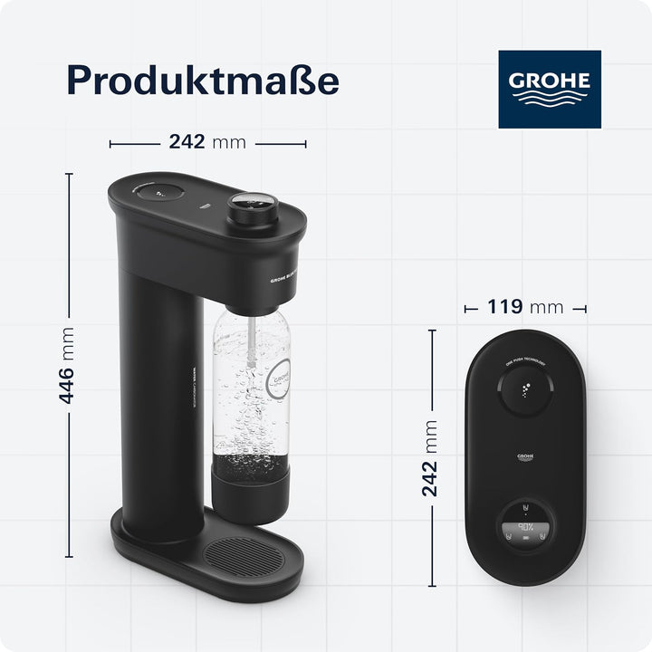 Grohe Blue Fizz Advanced - Wassersprudler Starter Set (mit CO2-Füllstandsanzeige, 3 einstellbare CO2