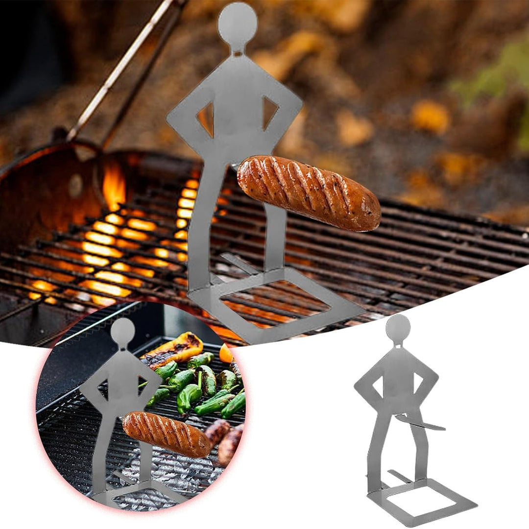 Grillwursthalter Stehender Mann 4 Stück Funny BBQ Grillwurst Halter in Menschenform, Edelstahl Faltb