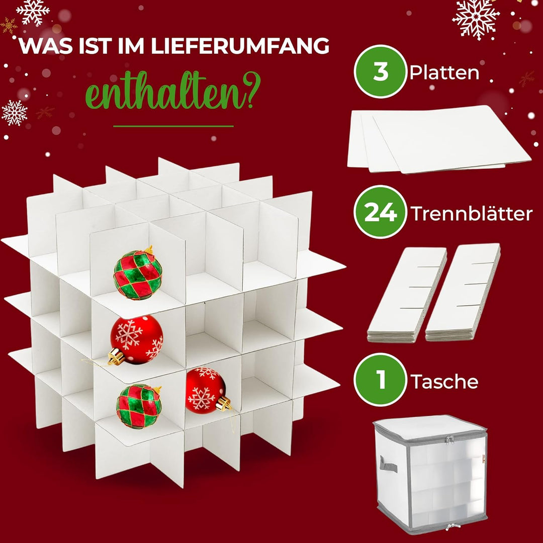 REDSTAR Weihnachtskugeln Aufbewahrung für 64 Christbaumkugeln – Aufbewahrungsbox für Weihnachtsbaum-
