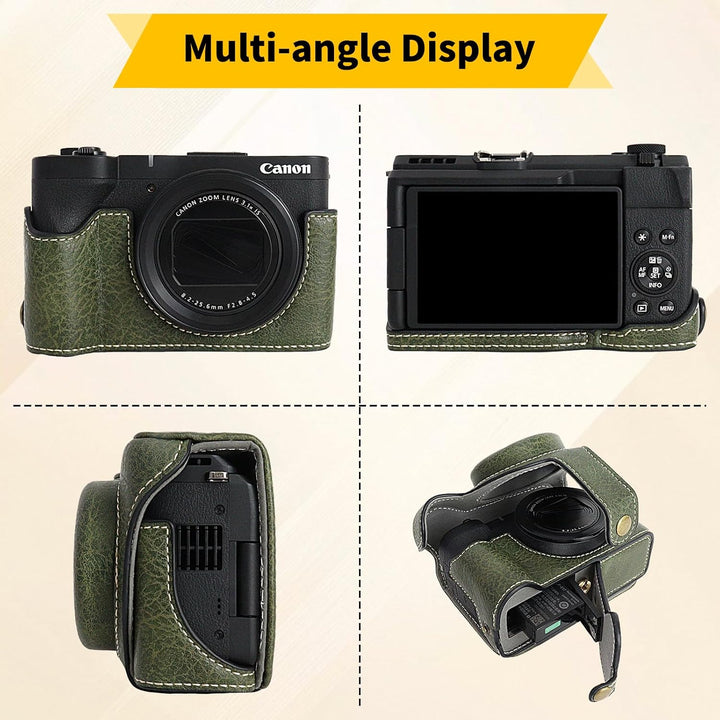 Rieibi Canon V1 Kameratasche, PU-Leder Kameratasche für Canon PowerShot V1 Kamera, abnehmbare Schutz