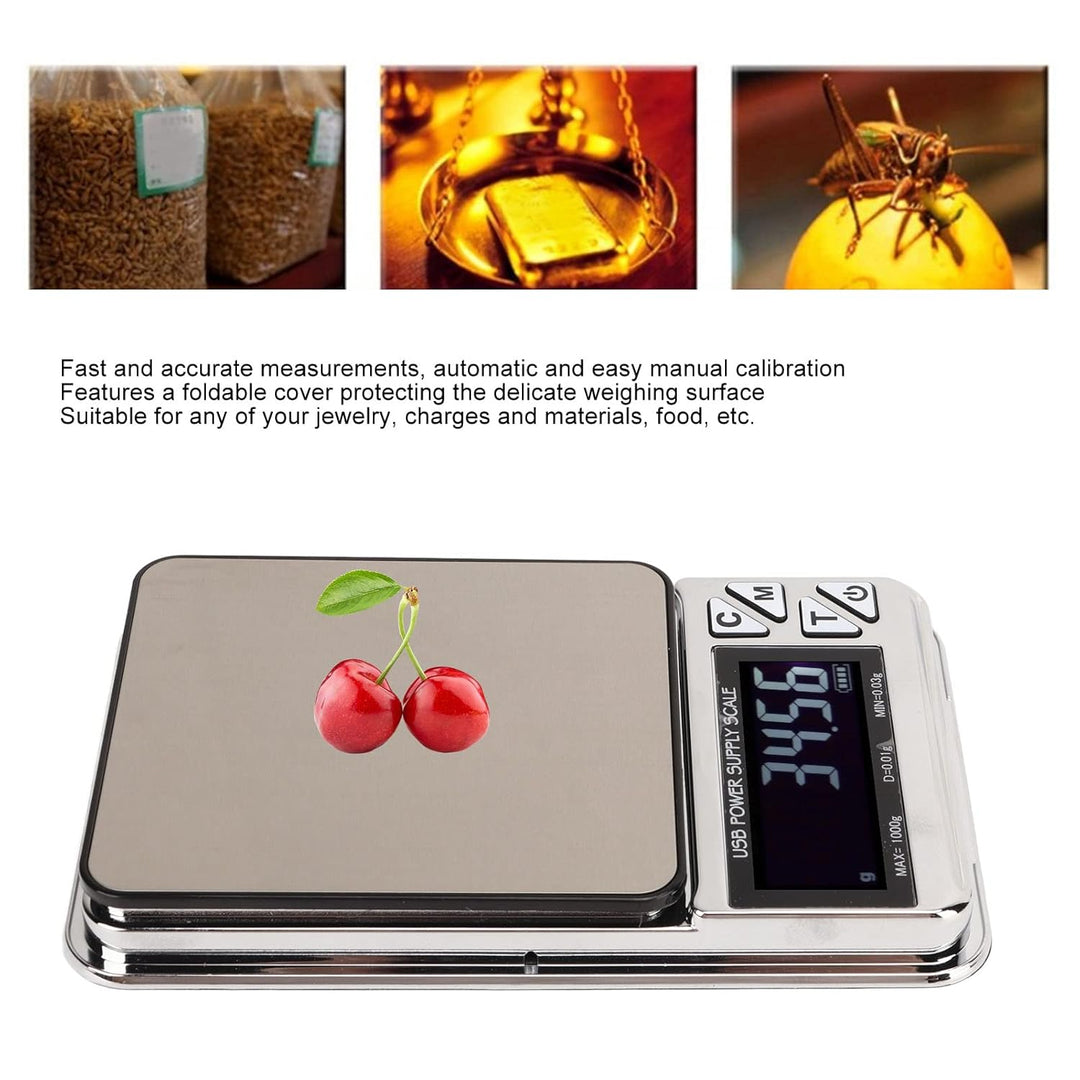 Digitale Küchenwaage, 1kg 0.01g Hochpräzise Taschen-Schmuckwaage, Mini tragbare USB wiederaufladbare