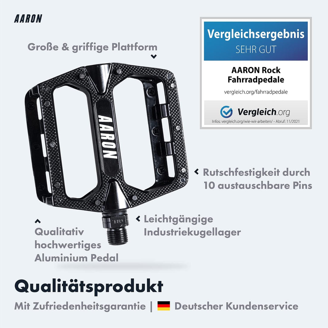 AARON Rock - MTB Pedale Fahrrad aus Alu mit abgedichteten Industrie-Kugellager, rutschfest durch aus