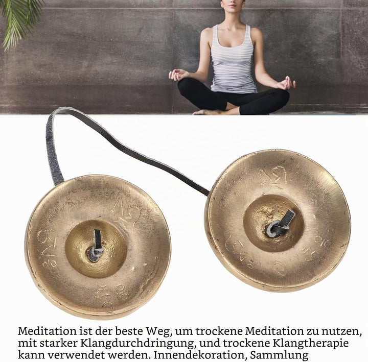 Tibetische Tingsha Zimbeln Meditation Glockenspiel Glocken, 2,7 Zoll Messing Starke Klangdurchdringu
