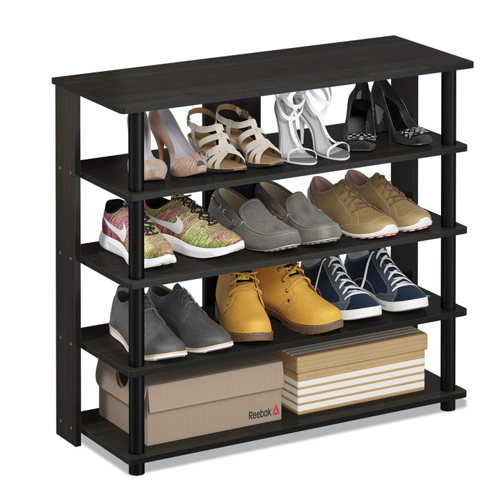 Furinno Breites Schuhregal 5 Ablageflächen, holz, Espresso, 29.97 x 80 x 74.8 cm 5-Tier Wide Espress